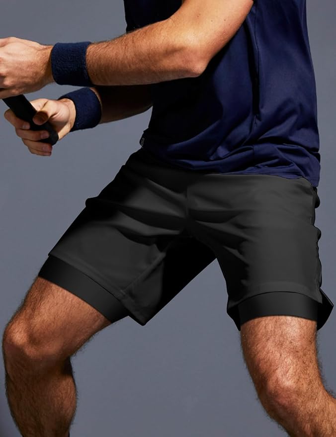Aolesy Men's 5''/7'' Running Shorts Quick Dry Workout Gym Shorts with Pockets, Tennis Training Athletic(Linerless & Liner)