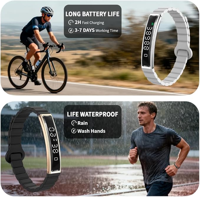 Smart Bracelet for Women Men, Fitness Tracker Smart Wristband, Waterproof Health Band with 24/7 Heart Rate Sleep Monitor, 12 Kinds Sport Modes fits Android iOS (Black) (Black)