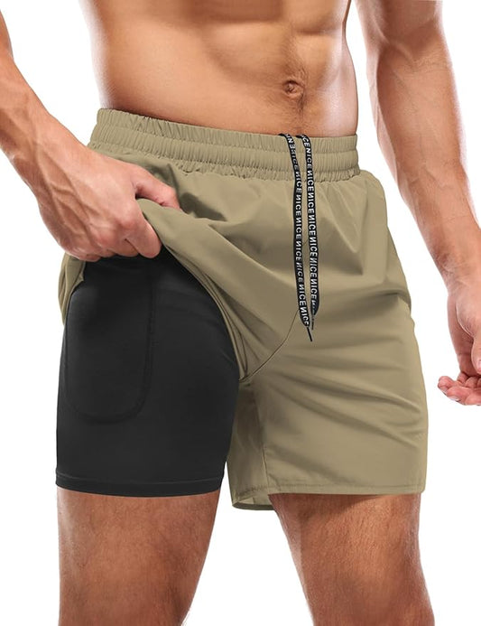 Aolesy Men's 5''/7'' Running Shorts Quick Dry Workout Gym Shorts with Pockets, Tennis Training Athletic(Linerless & Liner)