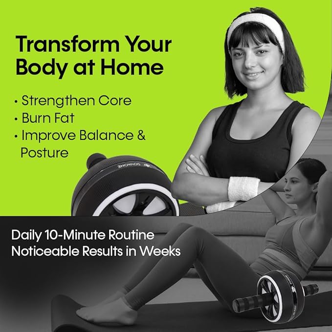 Ab Roller Wheel – 4-in-1 Ab Roller Kit with Knee Mat, Jump Rope & Resistance Band – Core & Abs Workout Equipment for Home Gym – Abdominal Exercise Wheel for Men & Women