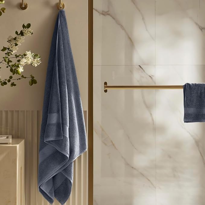 BOLL & BRANCH Plush Bath Sheet Set - Mineral - 6 Piece - Includes 2 Oversized Bath Sheets, 2 Hand Towels & 2 Washcloths - 100% Organic Cotton - Ultra Soft & Luxurious - Quick Absorbing