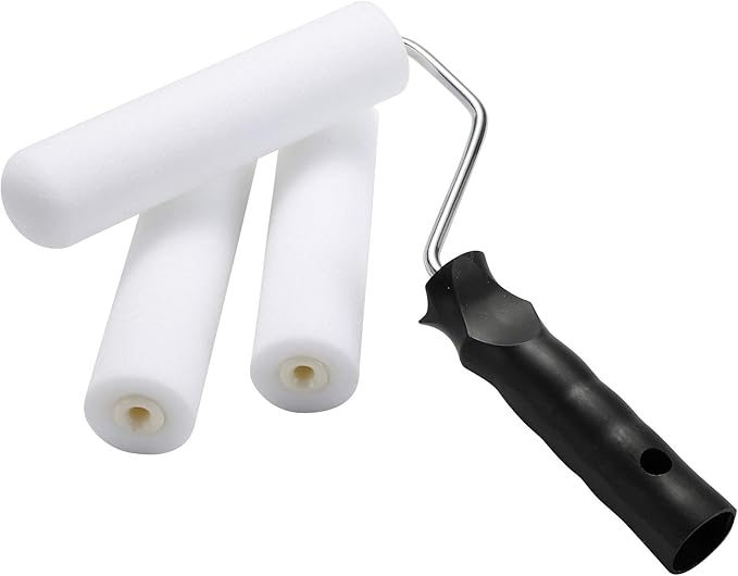 Foam Paint Roller Set with 6-Inch High-Density Foam Mini Roller Cover Refills, Roller Frame and Tray, Bathtub Refinishing Roller Kit, Wall Tile Paint Roller, Pack of 8