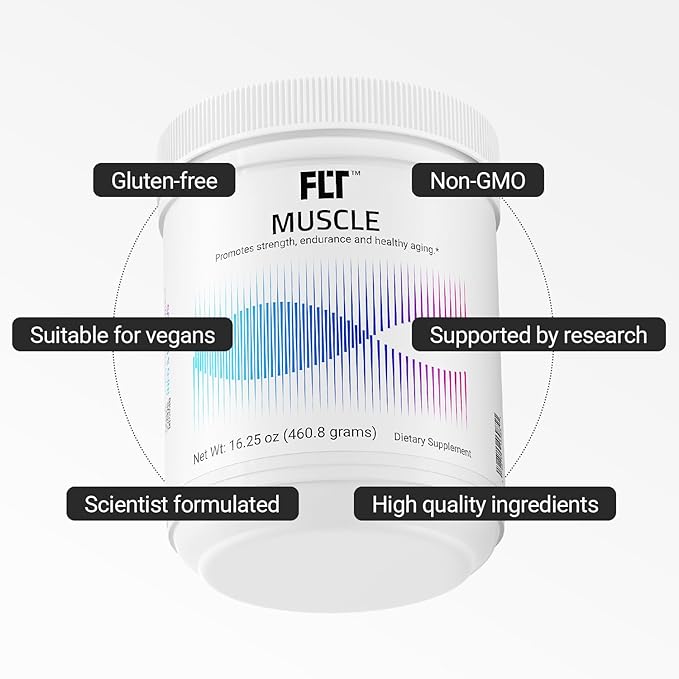 FLT Muscle Performance Supplement for Muscle Strength & Recovery with Clinically Proven Ingredients: Plant-Based Peptides, Creatine, L-Glutamine, Magnesium, Zinc & Electrolytes – 30 Servings | Vegan