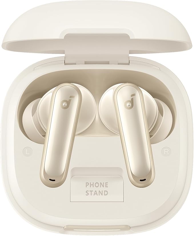 Soundcore P40i by Anker, Noise Cancelling Wireless Earbuds, Adaptive Noise Cancelling to Environments, Heavy Bass, 60H Playtime, 2-in-1 Case and Phone Stand, IPX5, Wireless Charging, Bluetooth 5.3