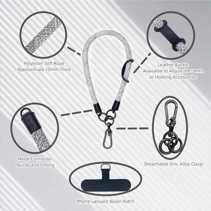 Phone Lanyard Wrist Strap Phone Strap Wrist Lanyard for Cell Phone Around the Hand with Lanyard Patch (Camo White)