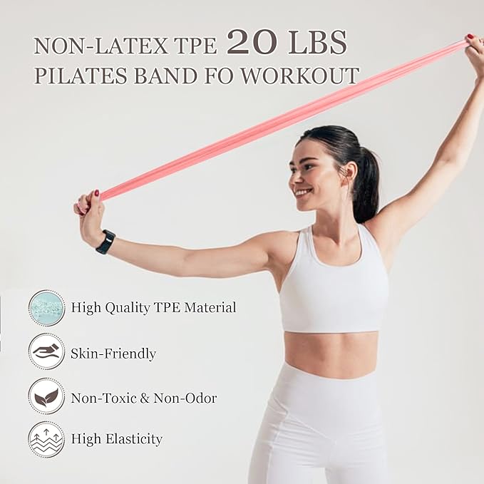Pilates Equipment Kit for Home Workout, Pilates Ring and Ball Set with 2.2lb *2 Dumbbells, Fabric Resistance Bands, Tape Measure, Bag, Pilates Essentials Accessories for Women Yoga