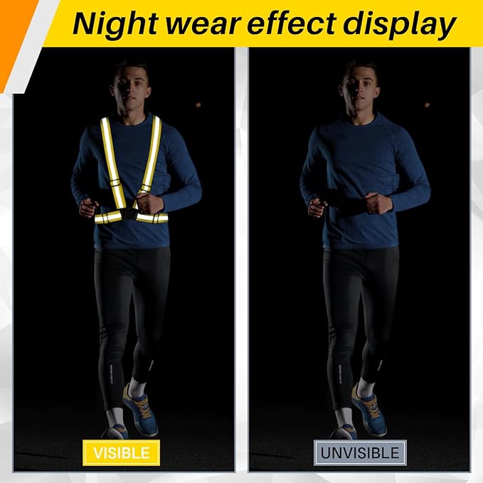 Hercicy Reflective Running Vest Reflective Running Shirt with Safety Straps High Visibility Construction Vest for Night Cycling Hiking Jogging Dog Walking