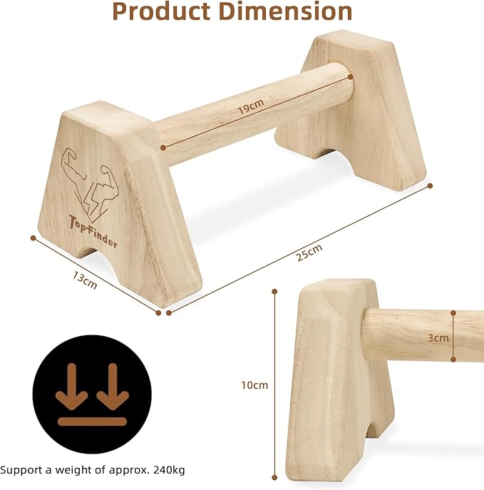 Wooden Parallettes, Push Up Bar Calisthenics Press Up Handles L Sit Bars Handstand Blocks Gymnastics Equipment