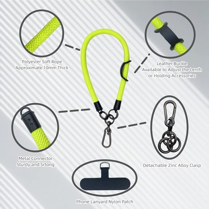 Phone Lanyard Wrist Strap Phone Strap Wrist Lanyard for Cell Phone Around the Hand with Lanyard Patch (Fluorescent Yellow)