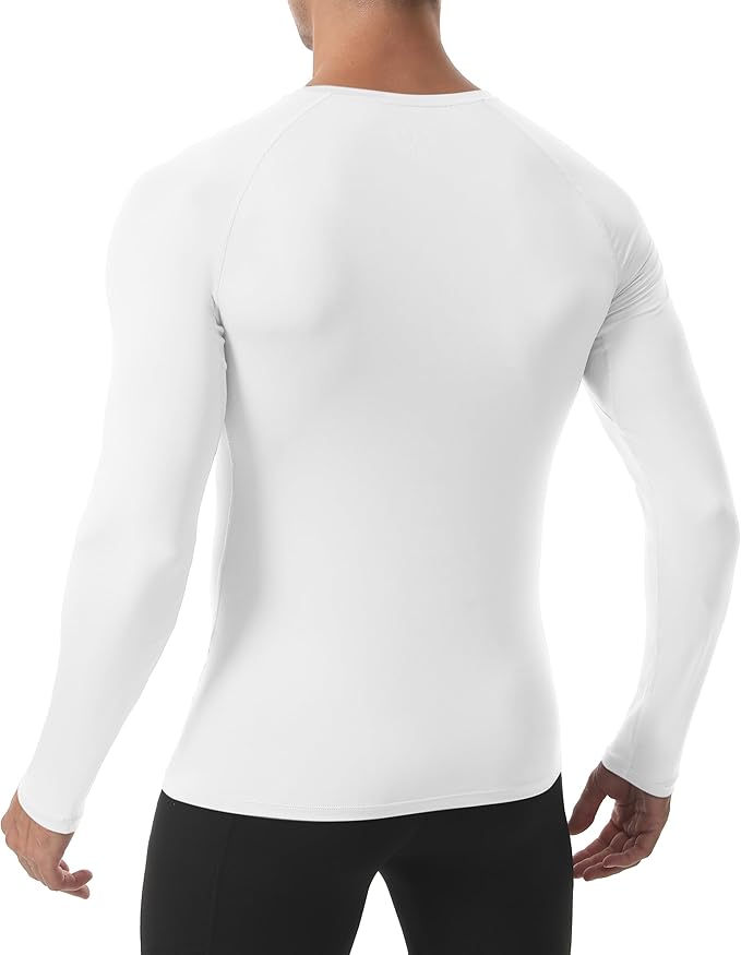 Roadbox Mens Compression Shirt, Cool Dry Long Sleeve Workout Shirts, Running Athletic Football Gym Base Layer Tops UPF 50+