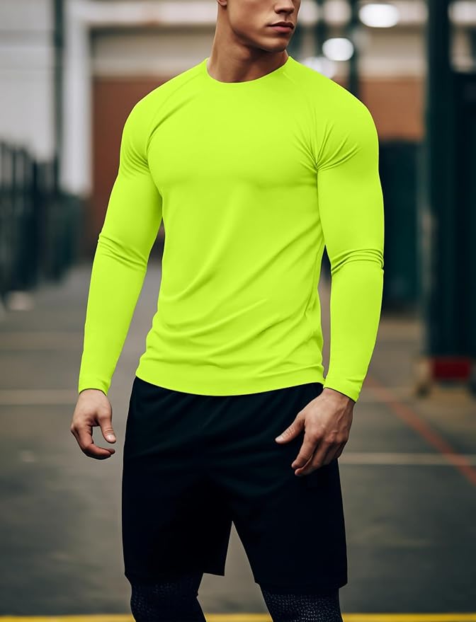 Zengjo Mens Long Sleeve Workout Shirts Moisture Wicking Running Athletic Sport Performance T-Shirt Lightweight SPF Sun Shirt