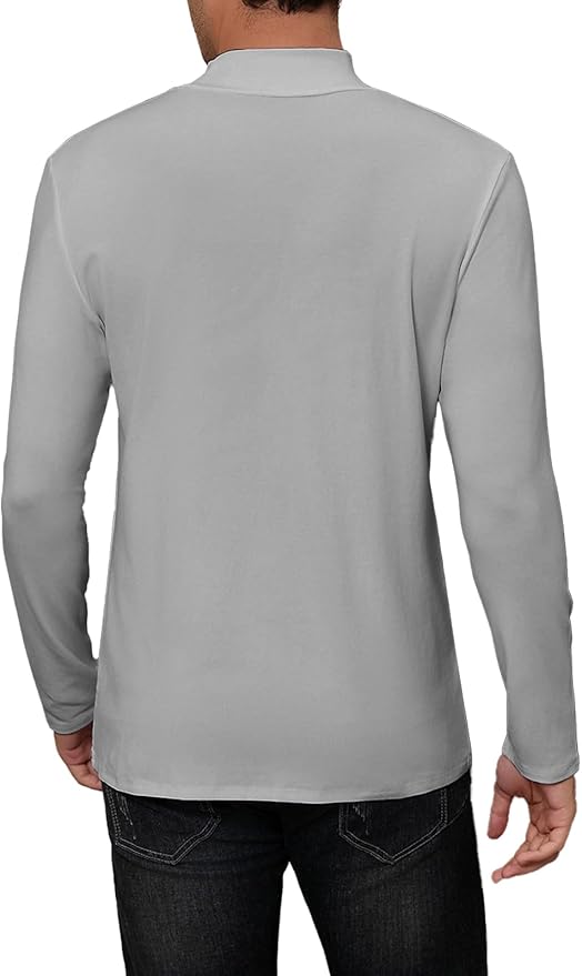 Mens Mock Turtleneck Long Sleeve Slim Fit Shirts Basic Casual Undershirts Lightweight Pullover