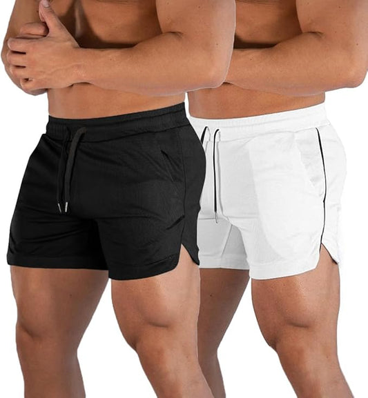FLYFIREFLY Men's Gym Workout Shorts Running Lightweight Athletic Short Pants Bodybuilding Training