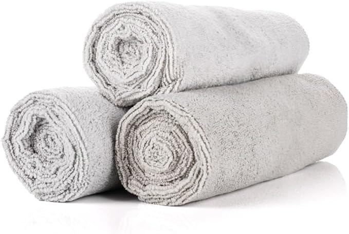 The Rag Company - Sport & Workout Towel - Gym, Exercise, Fitness, Spa, Ultra Soft, Super Absorbent, Fast Drying Premium Microfiber, 320gsm, 16in x 27in (3-Pack) (Ice Grey)