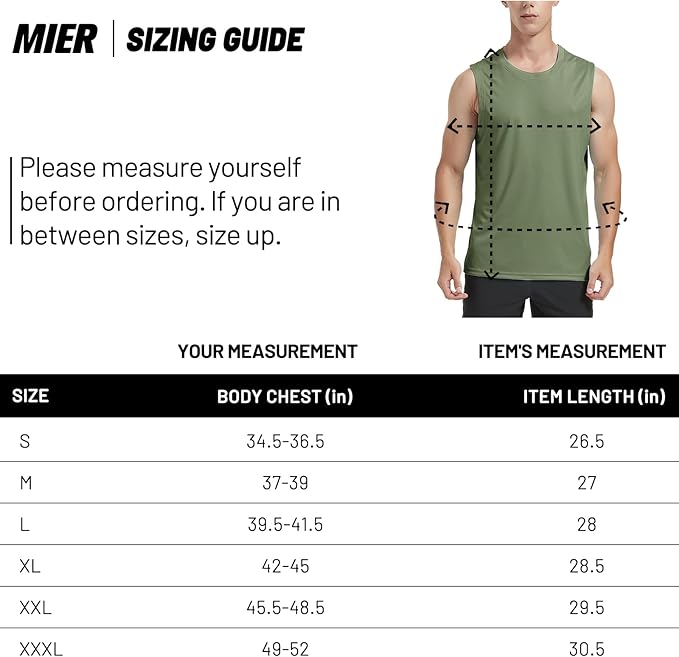 MIER Men's Workout Tank Tops UPF 50+ Swim Shirts Quick Dry Running Sleeveless UV Protection Muscle Tees