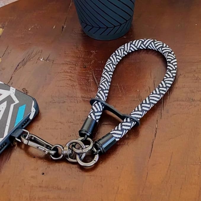Phone Lanyard Wrist Strap Phone Strap Wrist Lanyard for Cell Phone Around the Hand with Lanyard Patch (Black/White)