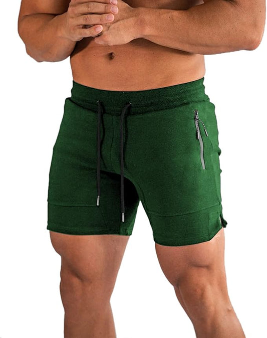 PIDOGYM Men's 5" Gym Workout Shorts,Fitted Jogging Short Pants for Bodybuilding Running Training with Zipper Pockets