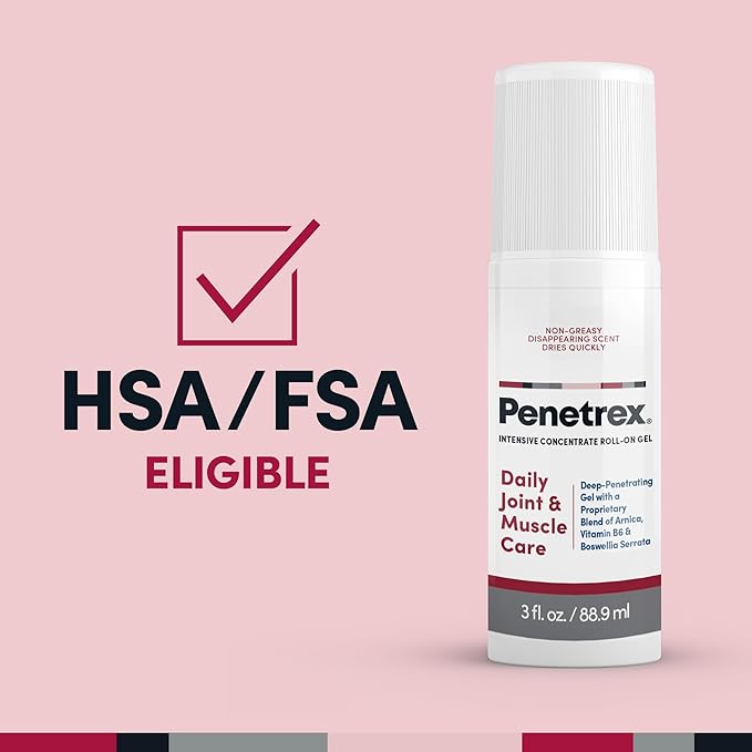 Penetrex Joint & Muscle Therapy - Soothing Gel for Back, Neck, Hands, Feet - Premium Whole Body Rub with Arnica, Vitamin B6 & MSM - 3oz Roll On Gel (3-Pack)