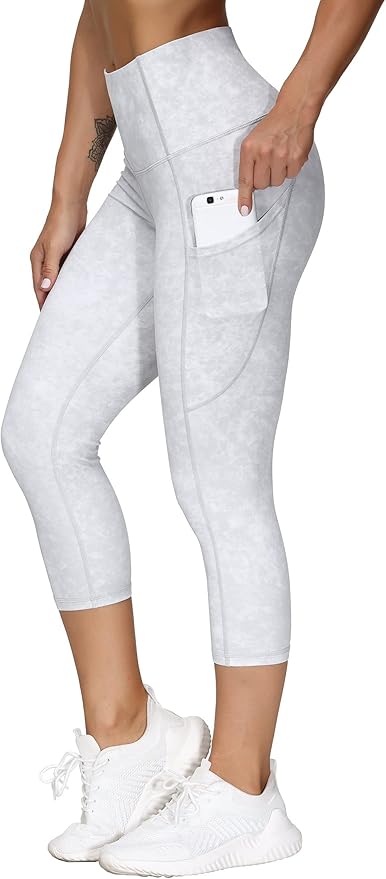 THE GYM PEOPLE Thick High Waist Capris Yoga Pants with Pockets, Tummy Control Workout Running Yoga Leggings for Women