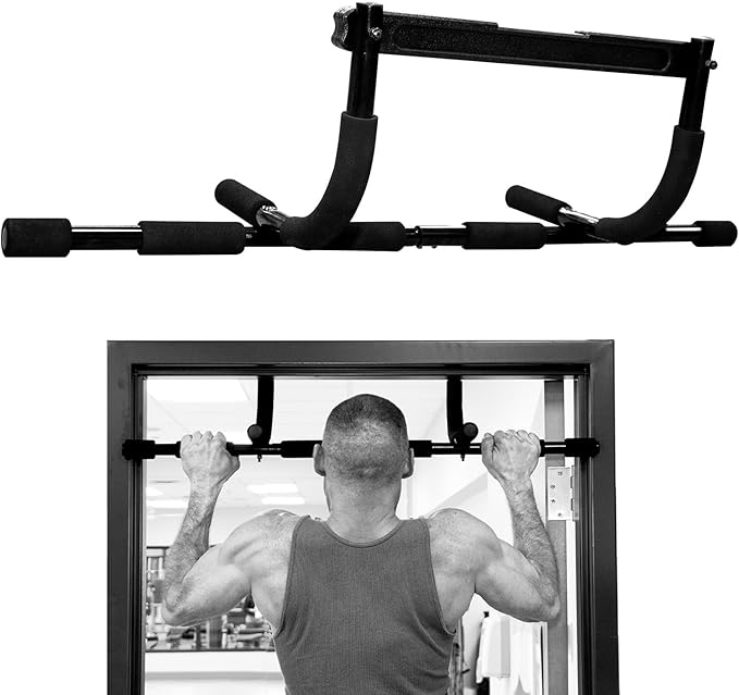 Body Sport 3-in-1 Pull-Up Bar for Doorway, Upper Body Fitness Workout Bar – 300 lb. Max Limit, Multi-Grip Exercise Bar – Portable Fitness Trainer for Home Gym