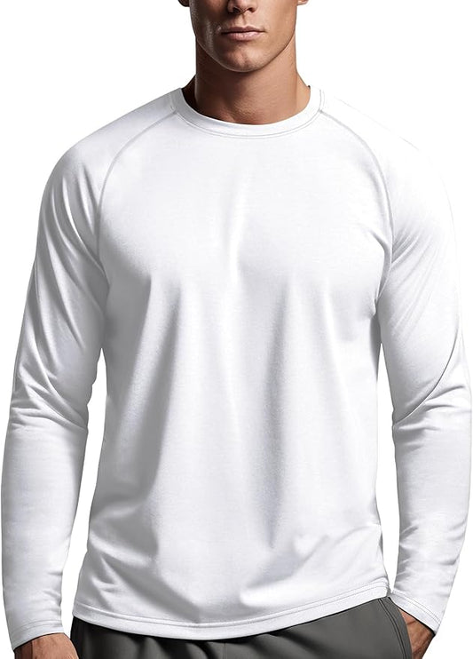 Zengjo Mens Long Sleeve Workout Shirts Moisture Wicking Running Athletic Sport Performance T-Shirt Lightweight SPF Sun Shirt