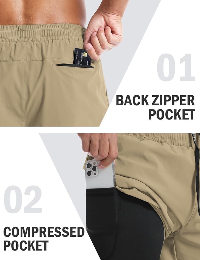 Aolesy Men's 5''/7'' Running Shorts Quick Dry Workout Gym Shorts with Pockets, Tennis Training Athletic(Linerless & Liner)