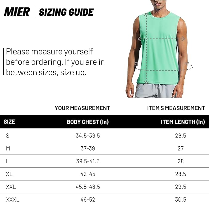 MIER Men's Workout Tank Tops UPF 50+ Swim Shirts Quick Dry Running Sleeveless UV Protection Muscle Tees
