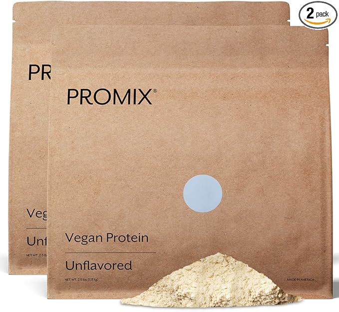 ProMix Nutrition Plant-Based Vegan Protein Powder, Unflavored - Pea Protein & Vitamin B-12 - Post Workout Fitness & Nutrition Shakes, Smoothies, Baking & Cooking Recipes - 5 Pound (Pack of 2)