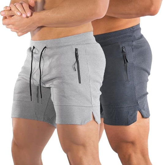 PIDOGYM Men's 5" Gym Workout Shorts,Fitted Jogging Short Pants for Bodybuilding Running Training with Zipper Pockets