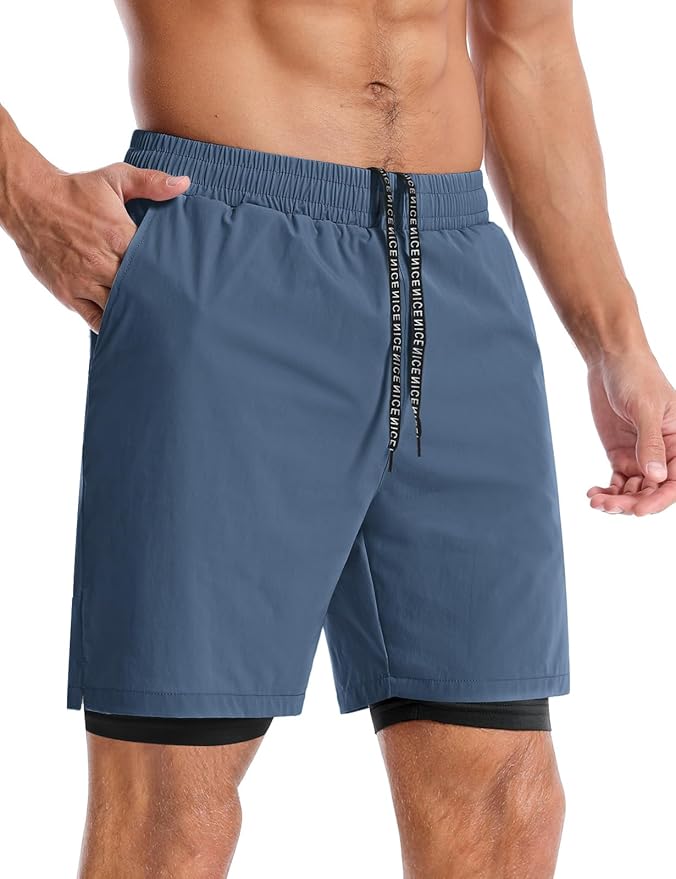 Aolesy Men's 5''/7'' Running Shorts Quick Dry Workout Gym Shorts with Pockets, Tennis Training Athletic(Linerless & Liner)