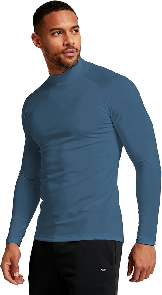 Mens Thermal Shirts Long Sleeve, Athletic Mock Neck Outdoor Midweight Top Slim Fit Moisture Wicking Warm Undershirt