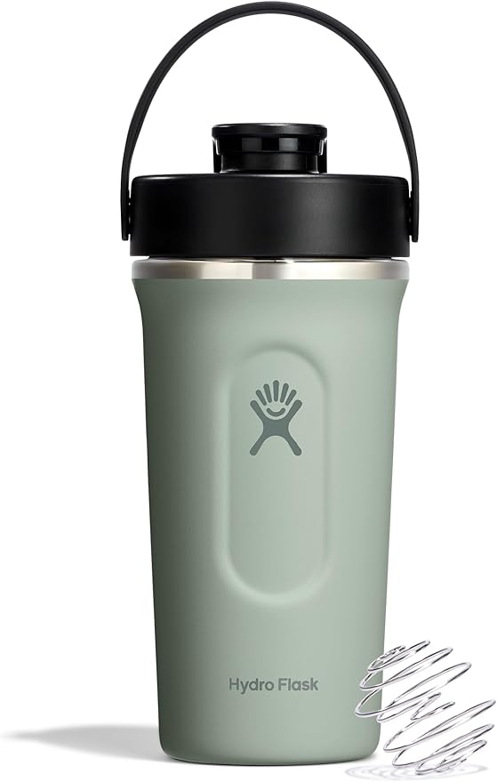 Hydro Flask Shaker Bottle – Insulated Stainless Steel Gym Bottle for Pre Workout & Protein 24 Oz Agave Green