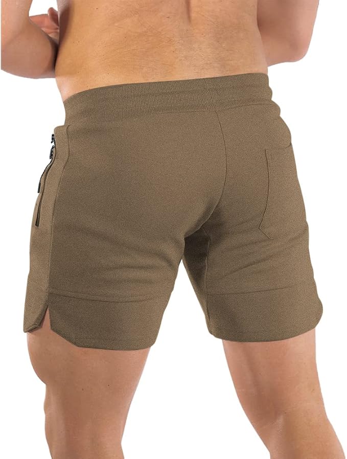PIDOGYM Men's 5" Gym Workout Shorts,Fitted Jogging Short Pants for Bodybuilding Running Training with Zipper Pockets