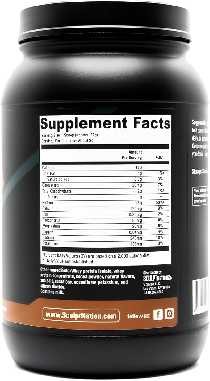 Sculpt Nation by V Shred Protein Powder (Chocolate) - Premium Whey Protein Powder Chocolate and BCAAs to Support Muscle Building and Recovery - 30 Servings