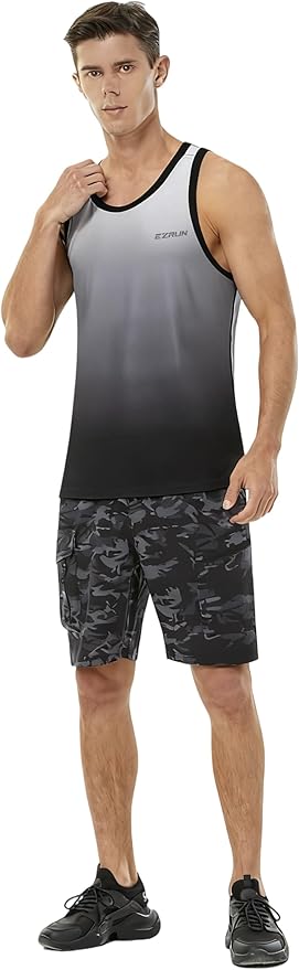 EZRUN Men's Quick Dry Sport Tank Top for Bodybuilding Gym Athletic Jogging Running,Fitness Training Workout Sleeveless Shirts