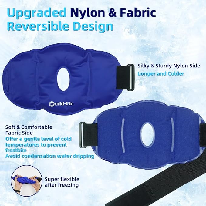 WORLD-BIO Ice Pack for Knee Pain Relief, Reusable Gel Ice Pack for Knee Injury, Replacement Surgery, Bursitis Arthritis, Swelling, Cooling Wrap Cold Compress for Arthritis, Meniscus Tear, Blue