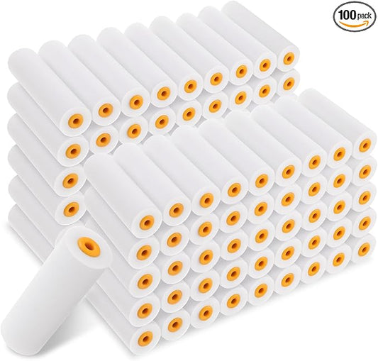 100 Pcs 4 Inch Foam Paint Roller High Density Foam Roller Mini Paint Roller Refills Paint Edger Tool for Walls Brings Smooth Finishes Flat Surfaces