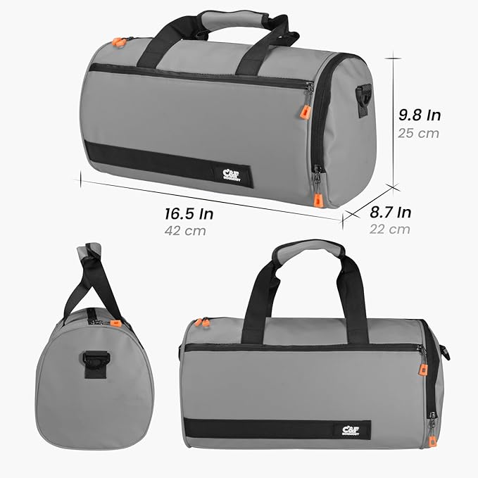 C&F BOGMOST Small Travel Duffel Bag,Compact Sports Small Gym Bag with Shoes Compartment,Lightweight Duffel Bag for Men & Women,Personal Item Travel Bag Weekender Bags for Travel Sports Gym -Light Gray