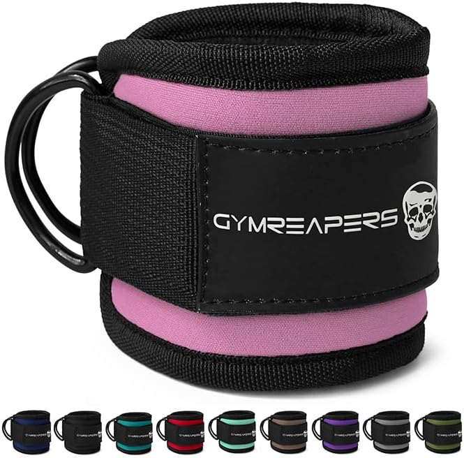 Gymreapers Ankle Straps For Cable Machine Kickbacks, Glute Workouts, Lower Body Exercises - Adjustable Leg Straps with Neoprene Padding