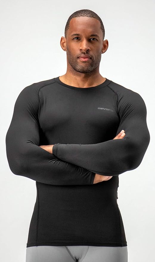 DEVOPS 2 Pack Men's Thermal Long Sleeve Compression Shirts