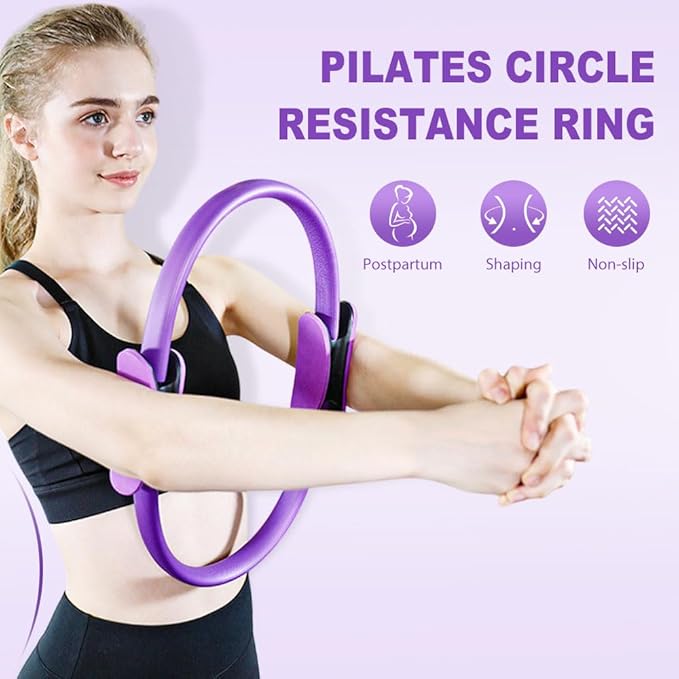Pilates Circle Pilates Essentials Kit for Women,2025 Magic Pilates Circles Fitness Trainer for Focusing on Toning Inner Thighs Arms and Core Indoor and Outdoor