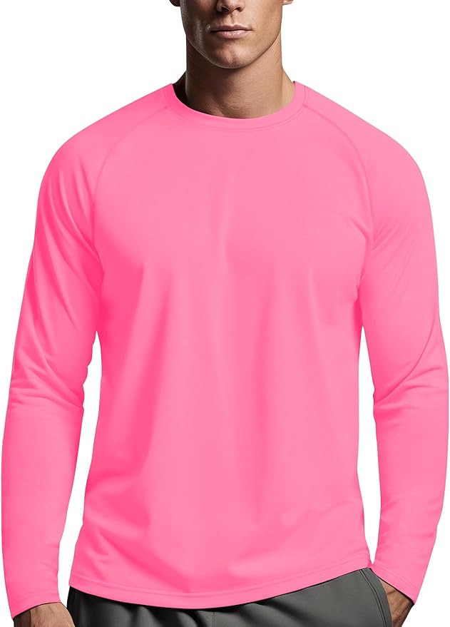 Zengjo Mens Long Sleeve Workout Shirts Moisture Wicking Running Athletic Sport Performance T-Shirt Lightweight SPF Sun Shirt