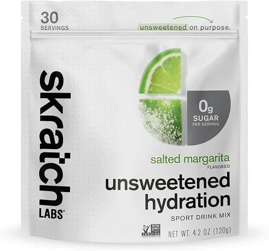 Skratch Labs Unsweetened Hydration Sport Drink Mix | Sugar Free | Electrolytes Booster | Salted Margarita - 30 Servings | Non-GMO, Vegan, Kosher, Keto, Paleo