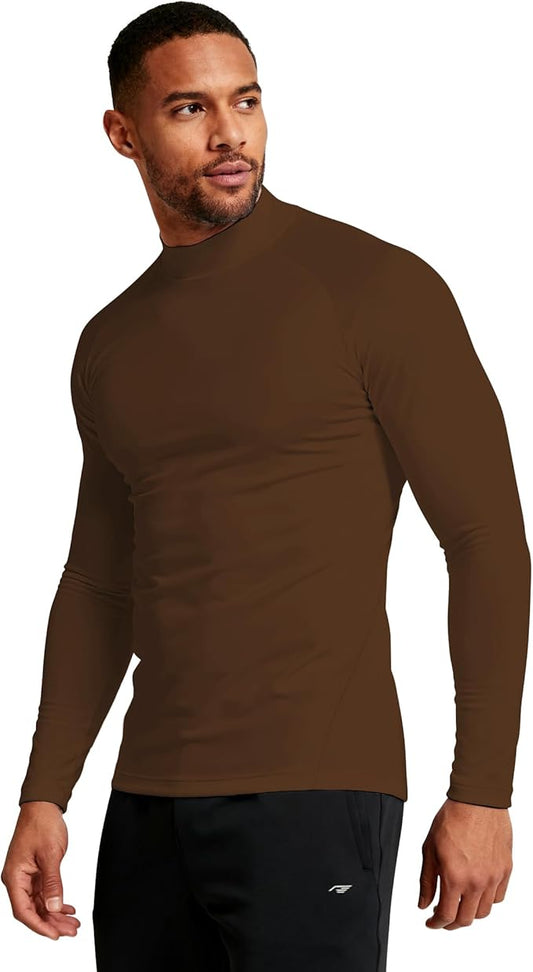 Mens Thermal Shirts Long Sleeve, Athletic Mock Neck Outdoor Midweight Top Slim Fit Moisture Wicking Warm Undershirt