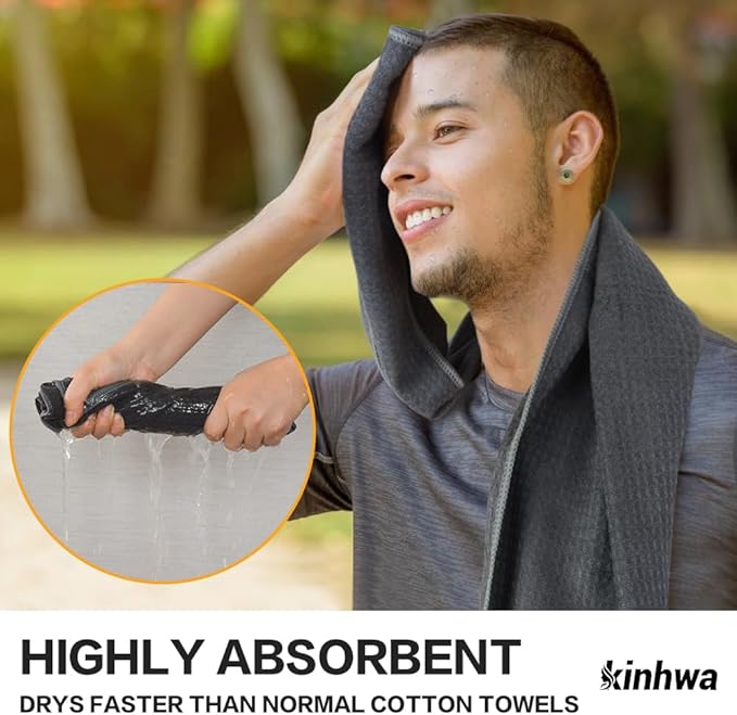 KinHwa Gym Towels - Absorbent Wicking Workout Towels, Quick Dry & Compact, Ideal for Yoga, Fitness, Treadmill or Indoor Bike