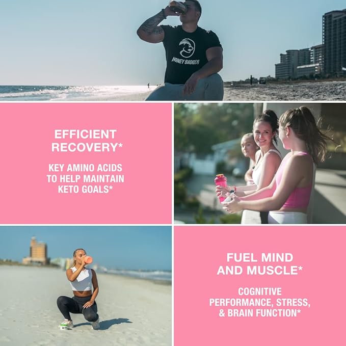 Honey Badger BCAA + EAA Powder | Micronized Creatine Monohydrate | Muscle Growth & Recovery | Natural Recovery for Men & Women | Sugar Free & Paleo | 30 Servings