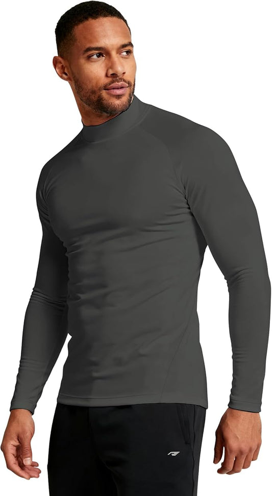 Mens Thermal Shirts Long Sleeve, Athletic Mock Neck Outdoor Midweight Top Slim Fit Moisture Wicking Warm Undershirt