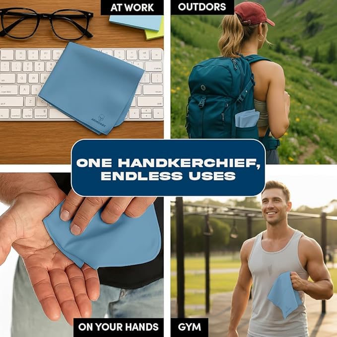 ARMORAY Sweat Absorbing Towel Handkerchief – Quick-Dry Microfiber Gym Towels for Face, Hands & Body – Workout Towel for Men, Sport Rag, Perfect for Tennis, Pickleball & Sauna Use by Women