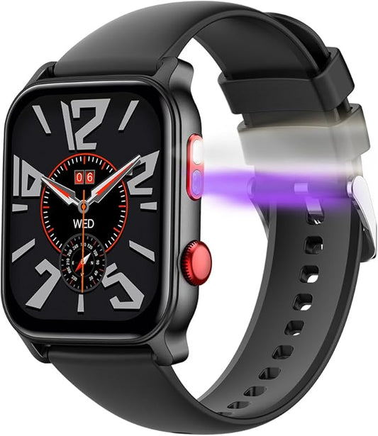 QTLLBT 9 Languages Translation Watch Smart Watch Bluetooth Call (Answer Make Calls) Fitness Tracker IP68 Waterproof 100+ Sports Heart Rate Sleep Android iPhone Men and Women Smart Watch (Black)