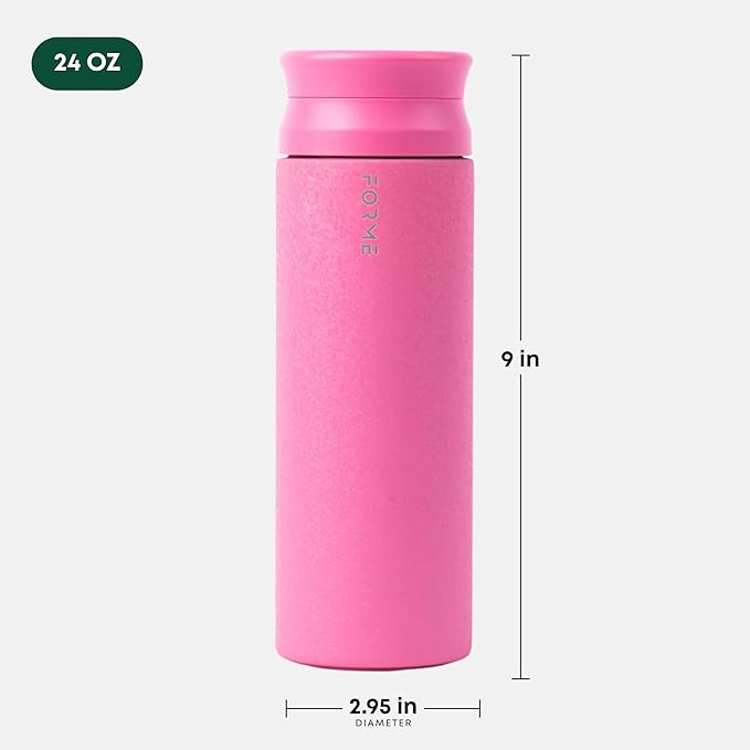 FORME - Shaker, 700ml Stainless Steel Protein Shaker, Double Walled Vacuum Insulated, Cold and Hot Drinks, Silent & Leak Proof, Fits Most Cup Holders (Dragon Fruit Pink)